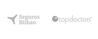 Logos de las empresas colaboradoras Seguros Bilbao y Topdoctors